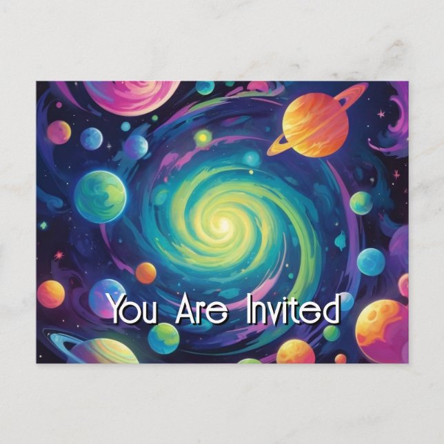 Planetary Spin  Invitation Postcard (Front)