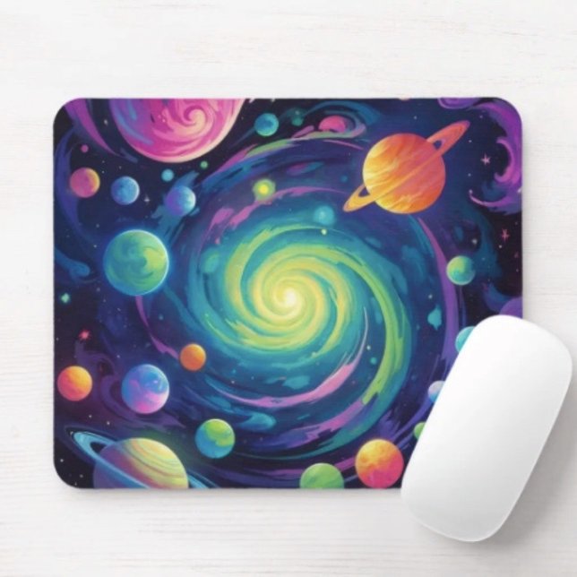 Planetary Spin  Mouse Mat (Space Mousepad mousepad durable dust and stain resistant non -slip rubber backing. )