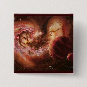 Planetary System and Antennae Galaxies 15 Cm Square Badge
