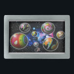 Planetoids Oblong Belt Buckle<br><div class="desc">Seven planetoids are emerging into our universe through the space-time continuum portal. Each sphere is a world of wonder and amazement. Can they continue to expand and fill our space? Only time will tell. Adventurous explorers of alternate dimensions will wear this belt buckle with pride. Please note: If you wish...</div>
