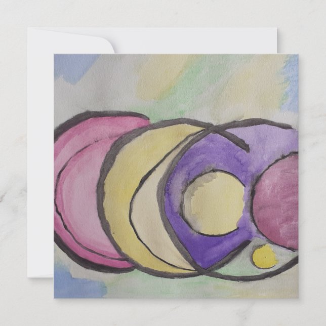 Planets Abstract Art Flat Greeting Card (Front)