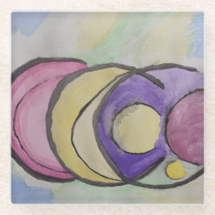 Planets Abstract Art Glass Coaster