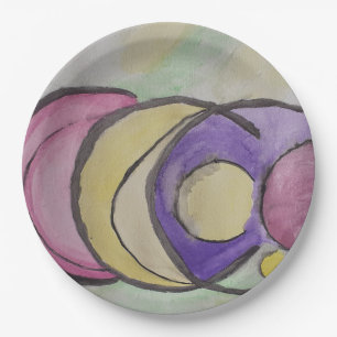 Planets Abstract Art Paper Plate