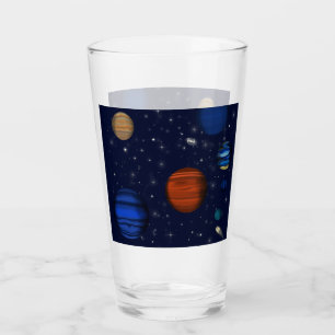 Planets and galaxies in space cosmos glass