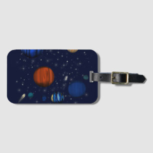 Planets and galaxies in space luggage tag