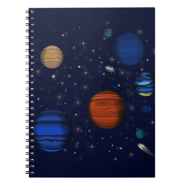 Planets and galaxies in space notebook (Front)