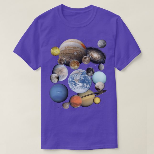 Planets and moons of the Solar System T-Shirt (Design Front)