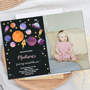 Planets and Rocket Ship Birthday Invitation
