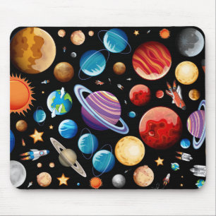 Planets and Rocket Ships Mouse Mat