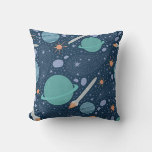 Planets and rockets galaxy cushion