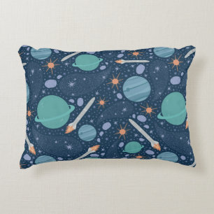 Planets and rockets galaxy decorative cushion