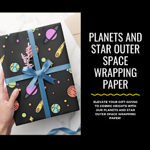 Planets and Star Outer Space Wrapping Paper 