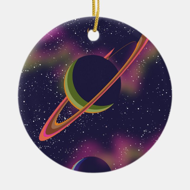 Planets and Stars Ceramic Tree Decoration (Front)