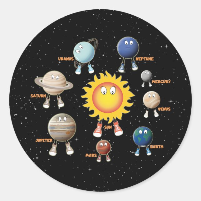 Planets and The Solar System Classic Round Sticker (Front)