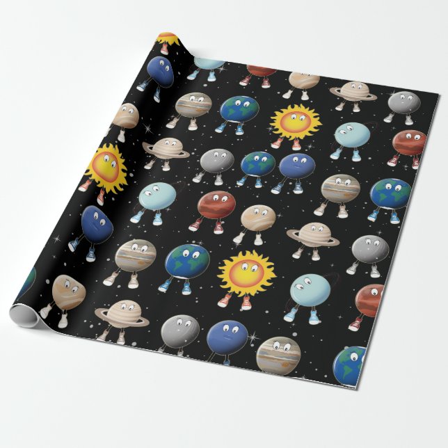 Planets and The Solar System Wrapping Paper (Unrolled)