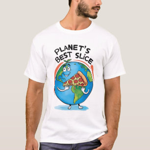 "Planet's Best Slice: Earth with Pizza T-shirt" T-Shirt