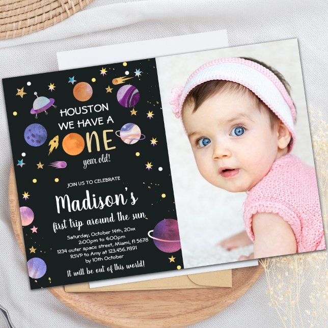 Planets Birthday Invitation with Photo (Planets birthday invitations with photo)