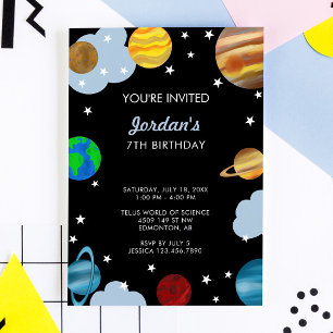 Planets Birthday Outer Space Galaxy Boys Party Invitation