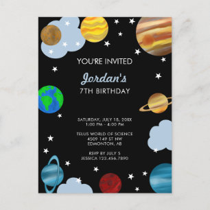 Planets Birthday Outer Space Galaxy Boys Party Postcard