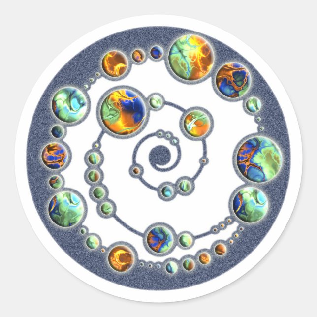 Planets crop circle formation + your backgr. colou classic round sticker (Front)