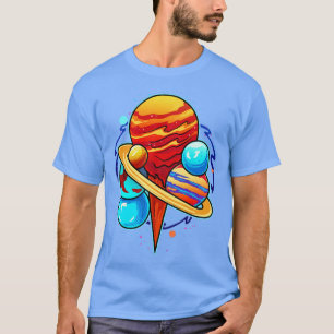 Planets Ice Cream Space Gifts Men Kids Women Funny T-Shirt