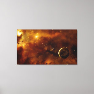 Planets in a nebula canvas print