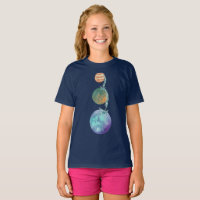 Planets of creation with cascades of water falling