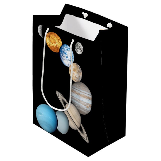Planets of the solar system (Colour Changeable) Medium Gift Bag (Front Angled)