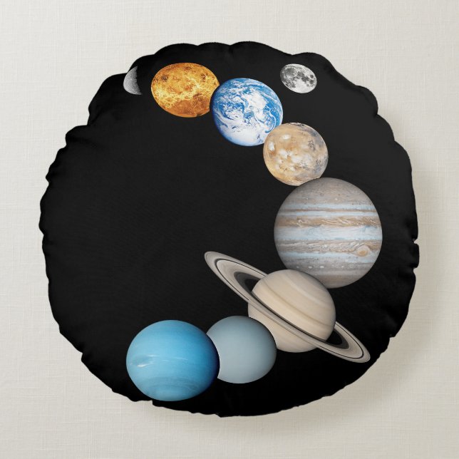 Planets of the solar system (Colour Changeable)  Round Cushion (Front)