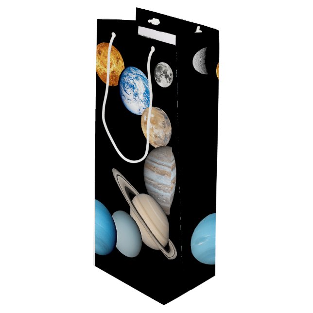 Planets of the solar system (Colour Changeable) Wine Gift Bag (Front Angled)