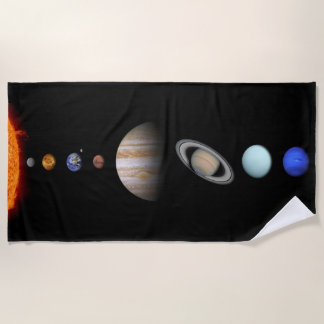 PLANETS OF THE SOLAR SYSTEM Custom Beach Towel