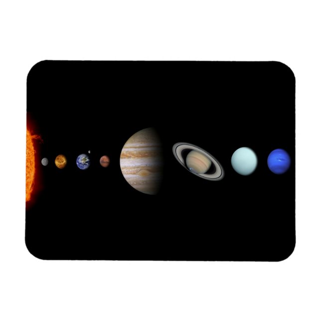 PLANETS OF THE SOLAR SYSTEM Custom Flexible Fridge Magnet (Horizontal)