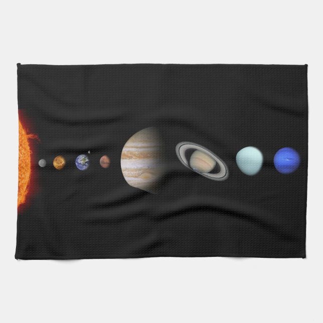 PLANETS OF THE SOLAR SYSTEM Custom Kitchen Towel (Horizontal)