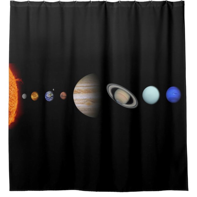 PLANETS OF THE SOLAR SYSTEM Custom Shower Curtain (Front)
