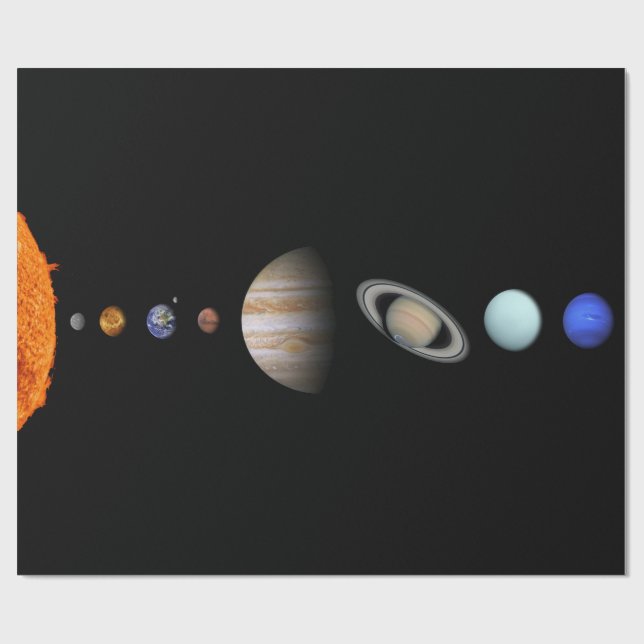 PLANETS OF THE SOLAR SYSTEM Matte Wrapping Paper (Flat)