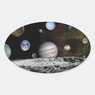 Planets of the solar system oval sticker
