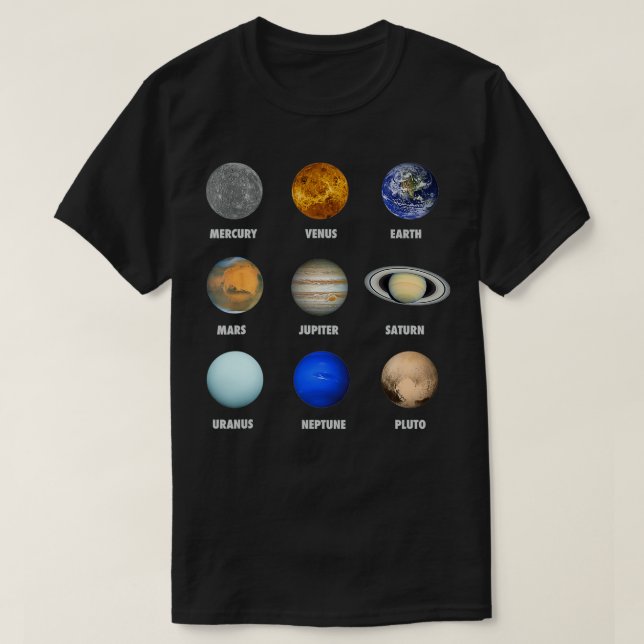Planets of The Solar System  T-Shirt (Design Front)
