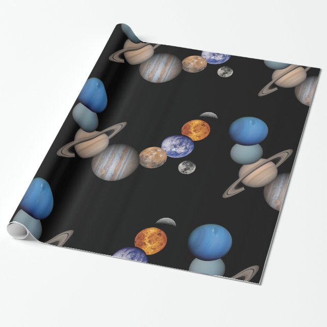 Planets of the solar system wrapping paper (Unrolled)