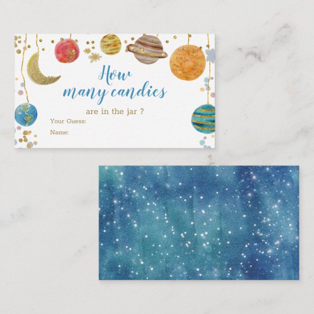 Planets Outer Space Baby Shower How Many Candies Enclosure Card (Front/Back)