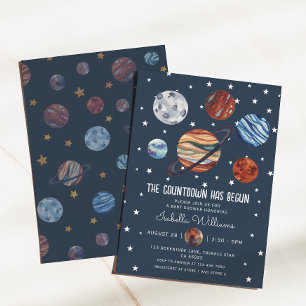 Planets Outer Space Boy Baby Shower Invitation