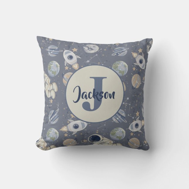 Planets Outer Space Galaxy Throw Pillow (Front)