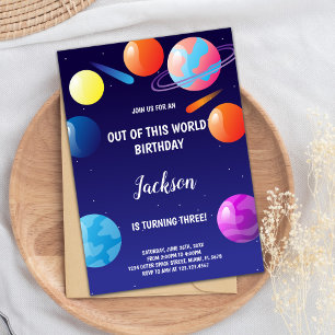 Planets Outer Space Kids Party Invite