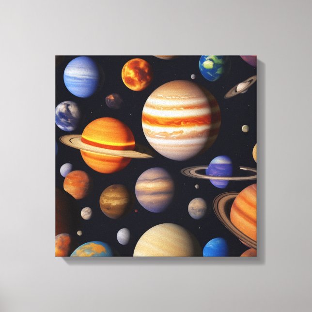 Planets Pattern Canvas Print (Front)