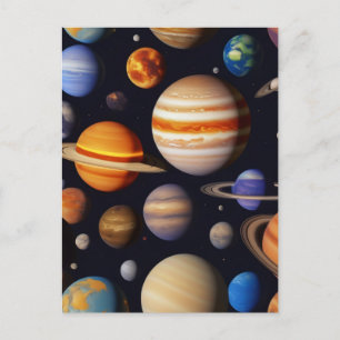 Planets Pattern Postcard