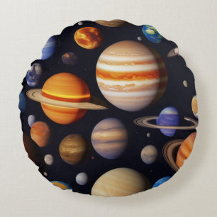 Planets Pattern Round Cushion