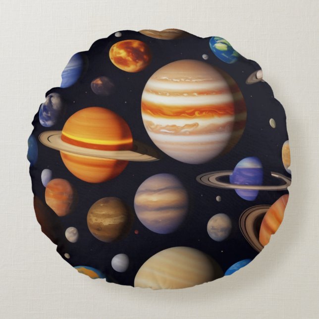 Planets Pattern Round Cushion (Front)