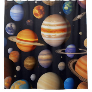 Planets Pattern Shower Curtain
