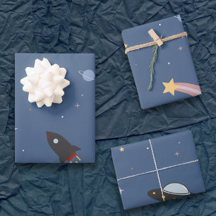 Planets & Rocket, Outer Space Wrapping Paper