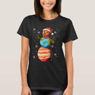 Planets Snowman Space Funny Christmas Astronomy Fo T-Shirt