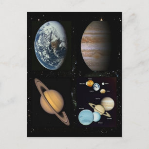 Planets solar system collage postcard